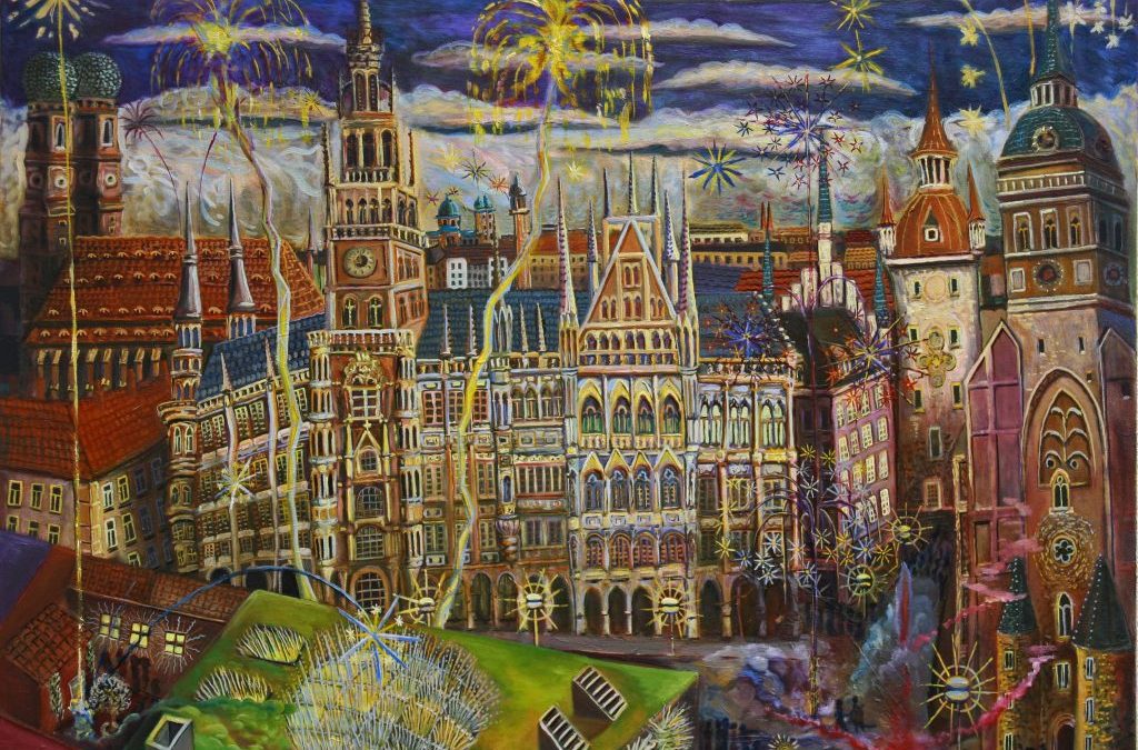 München Feuerwerk Marienplatz 2001