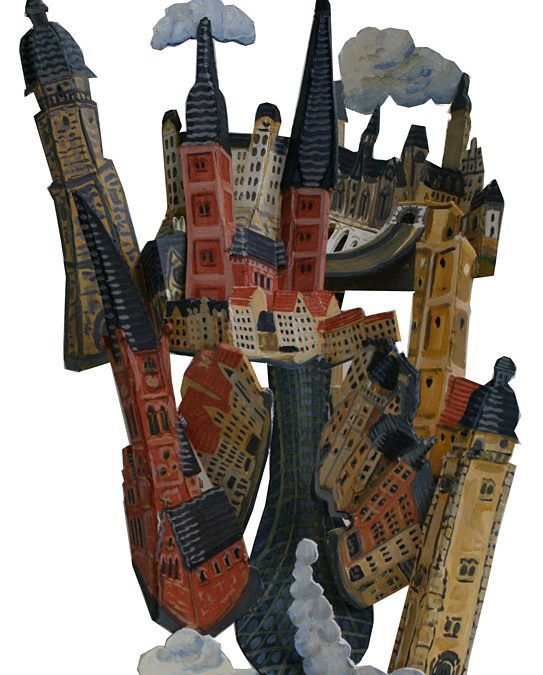 Altstadt Relief auf moderner Fassade